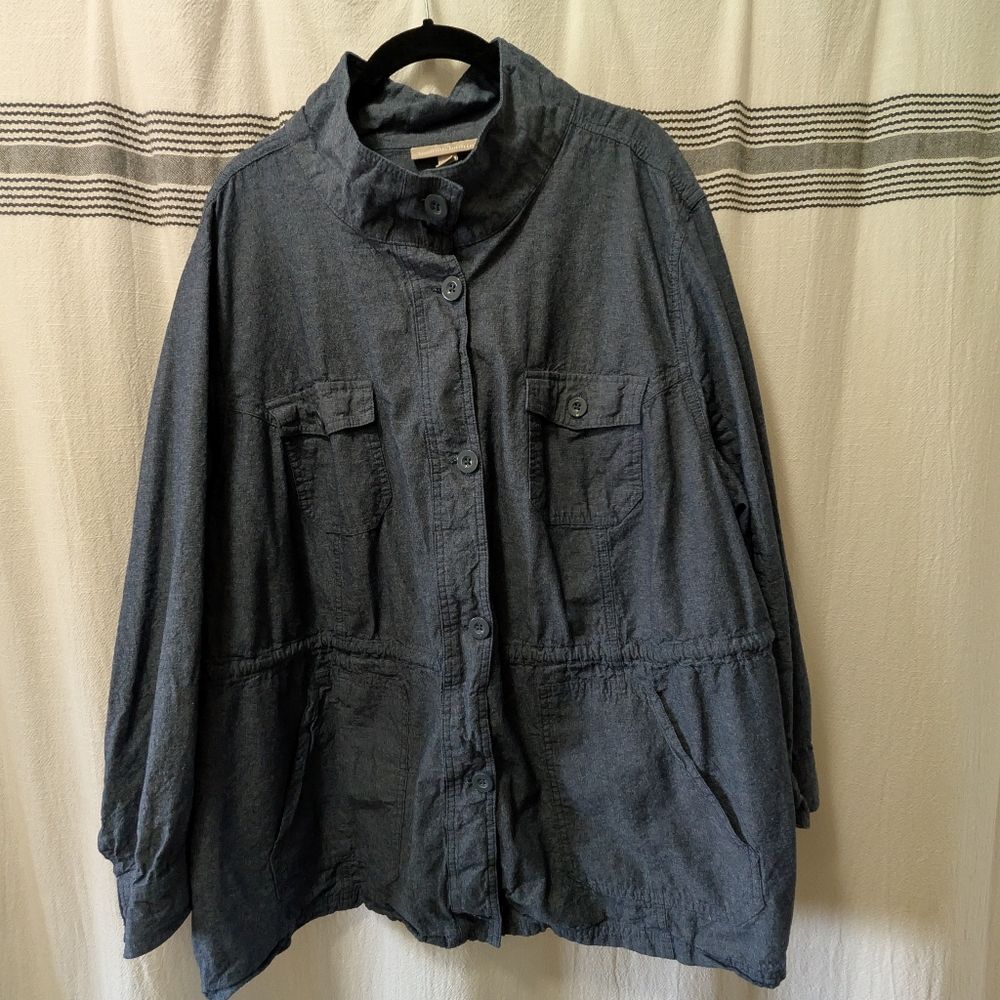 Woman Within Chambray Shacket fits like 22/24 See sizing note